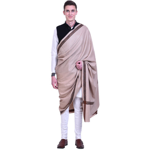 Men's Pure Wool Border Shawl